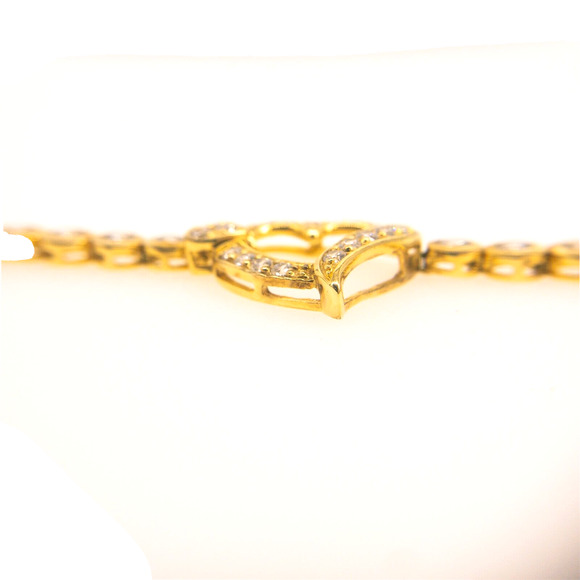 Gold Tone Heart Bracelet Cubic Zirconia 6.5" Marked ATI 925 Thai - Picture 7 of 16